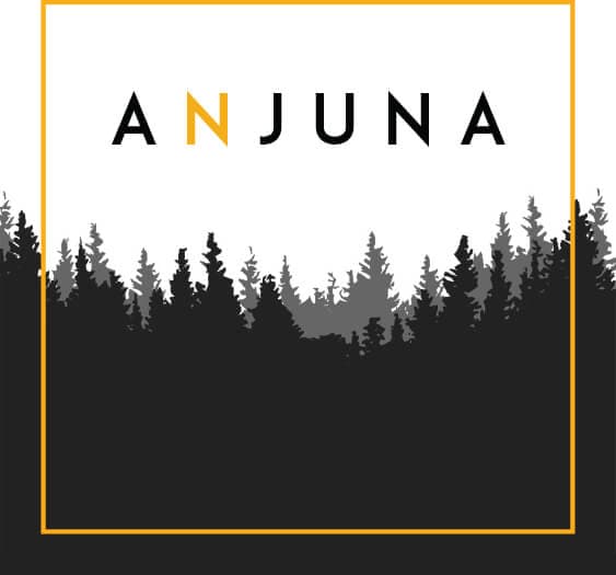Anjuna sticker with forest silhouette