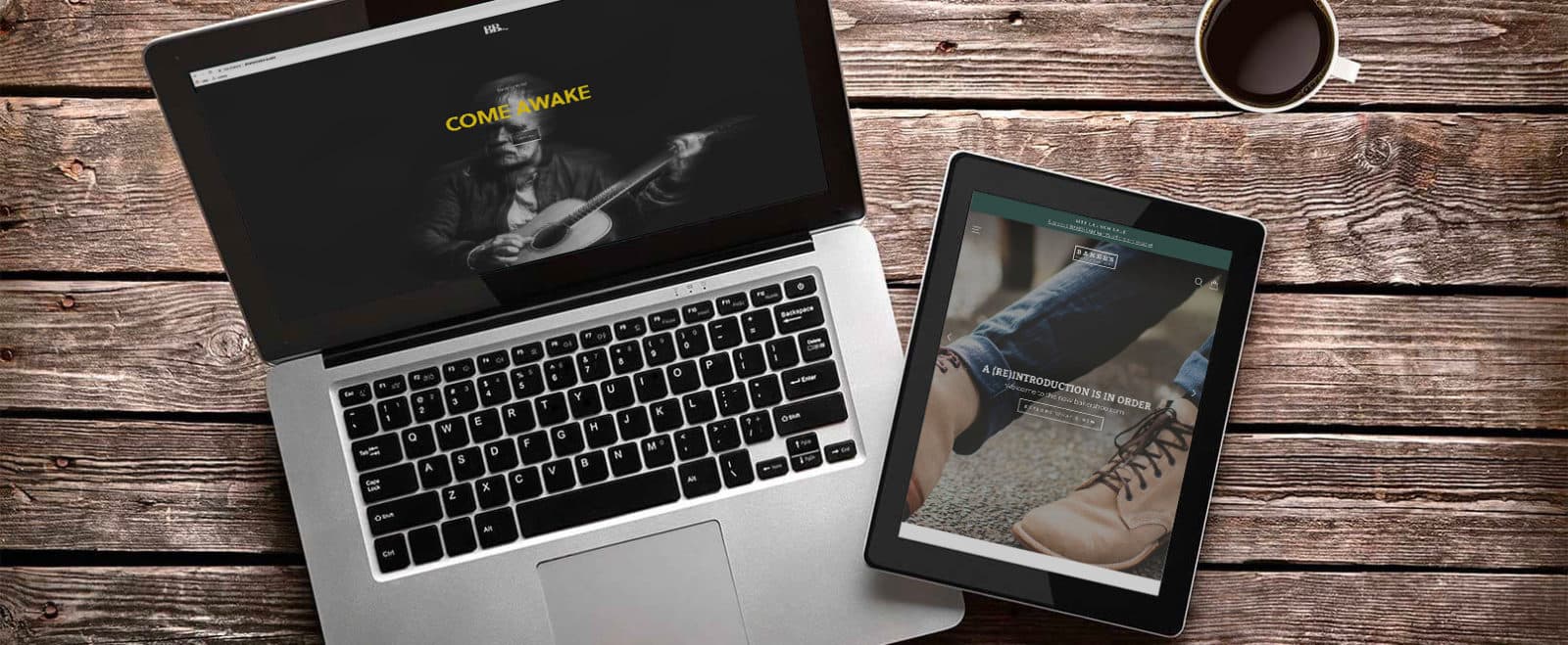A client website on laptop and tablet