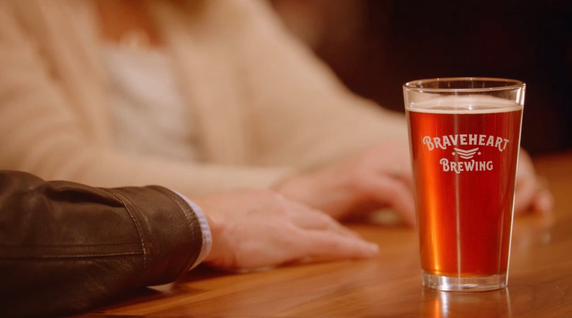 Braveheart Brewing pint on bar