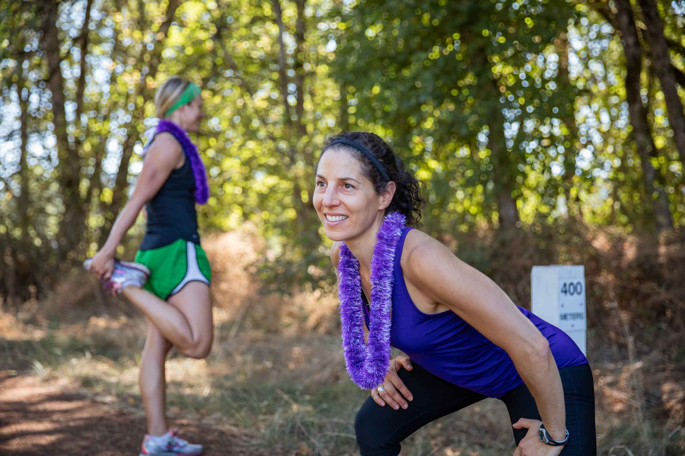 Runners stretching before race