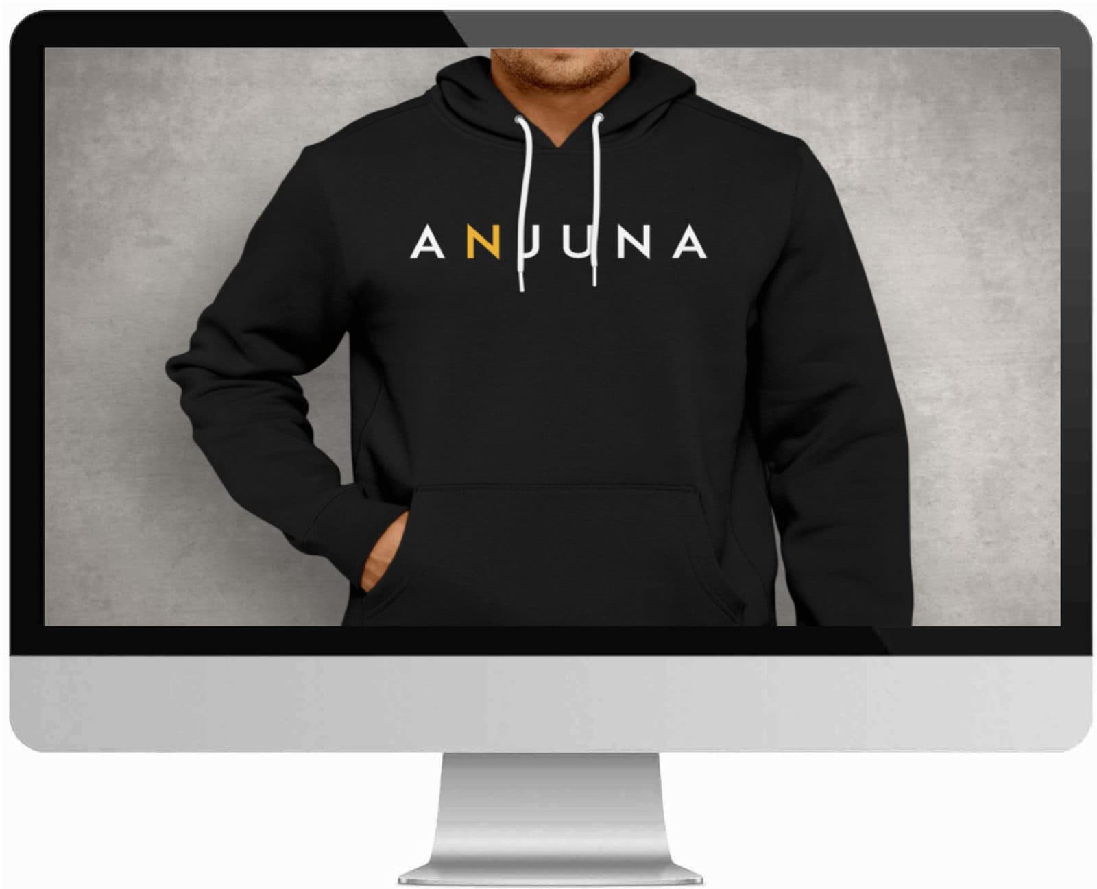 Anjuna hoodie artwork shown on an iMac