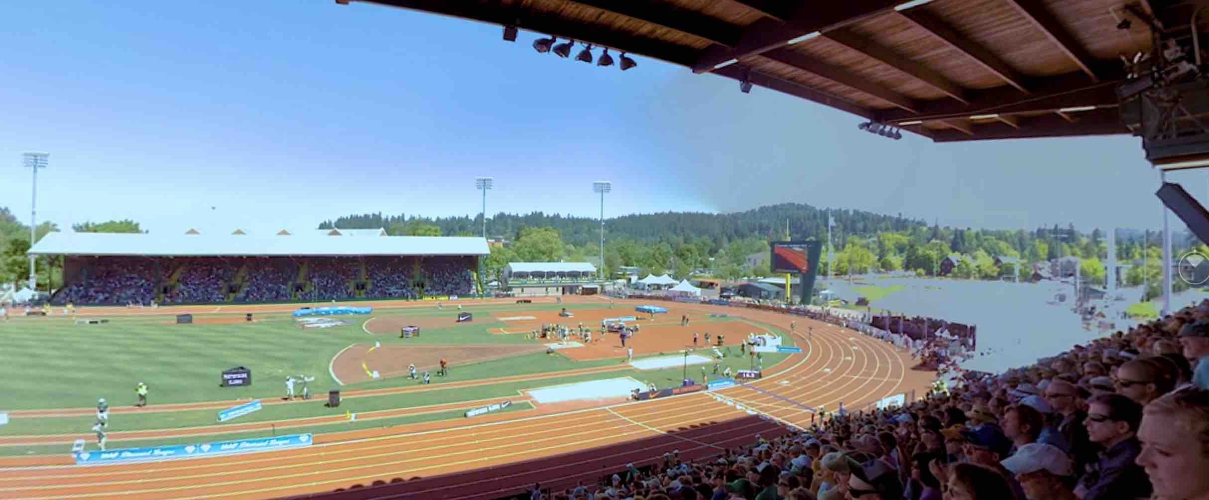 A 360° view from the stands over a track meet