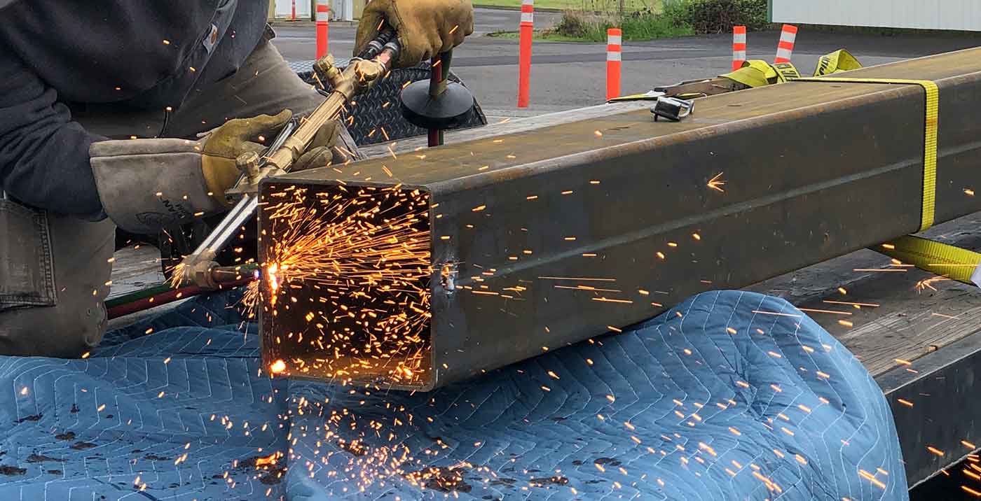Metal cutting with sparks at a fabrication partner