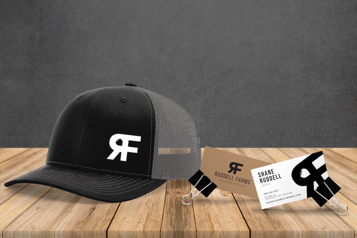 Ruddell Farms cap and business card designed by FPW