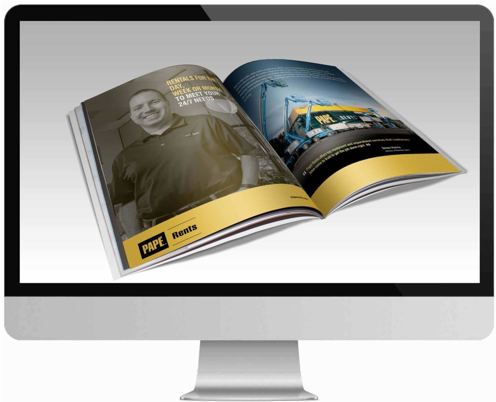 A Papé Rents brochure spread designed by FPW